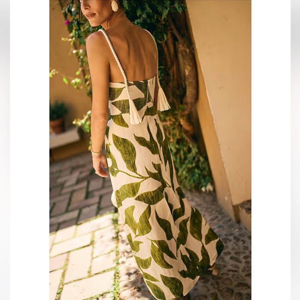 NWT Antonio Melani x M.G. Style Finley Linen Blend Sweetheart Neck Maxi Dress - Picture 14 of 16